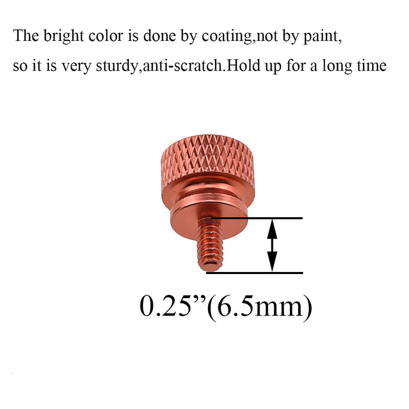 Hahiyo Anodized Aluminum Thumbscrews 6#-32 Thread Size Large Knurled Head Cage Mounts Hand Tighten Easy to Grip and Turn Not Damage Inside Sturdy for Computer Case PCI Slot Motherboard Orange 10pcs 6#-32-Orange-10Pieces