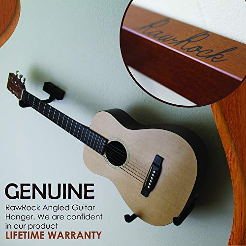 RawRock Horizontal Guitar Hanger Tilt and Display Your Guitar, Ukulele, Bass, Electric Guitar, Banjo at a Slanted Angle Sideways - Hang for easy access (Clear Finish) Clear Finish