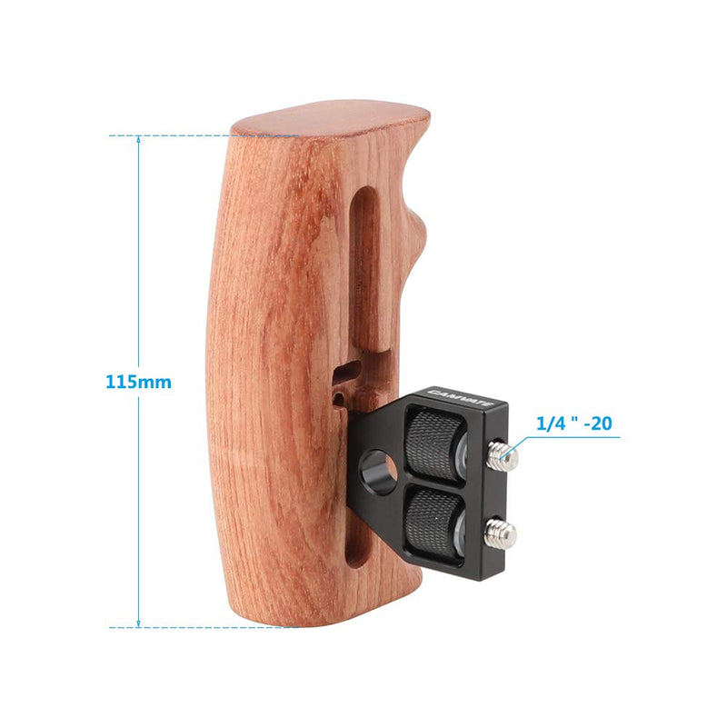 CAMVATE Wooden Hand Grip with 1/4" Mounting Screws Connector for DSLR Camera Cage (Swith to Fit Right/Left Hand)