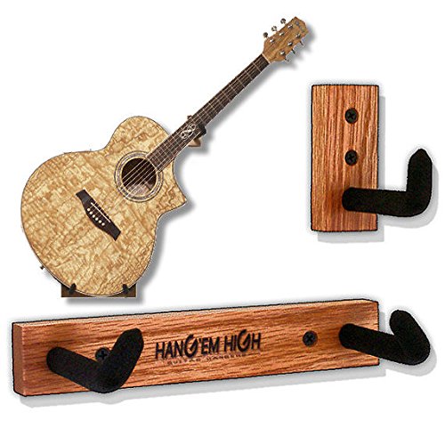 Angled Guitar Wall Hanger Display for Acoustic and Thick Body Guitars - Classic Oak