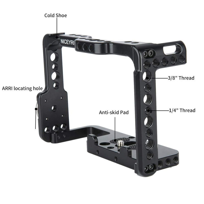 NICEYRIG Camera Cage for Sony A7III/ A7RIII/ A7RIV/ A7SIII/ A7SII/ A7RII/ A7II/ A9, with ARRI Rosette NATO Rail Cold Shoe - 172