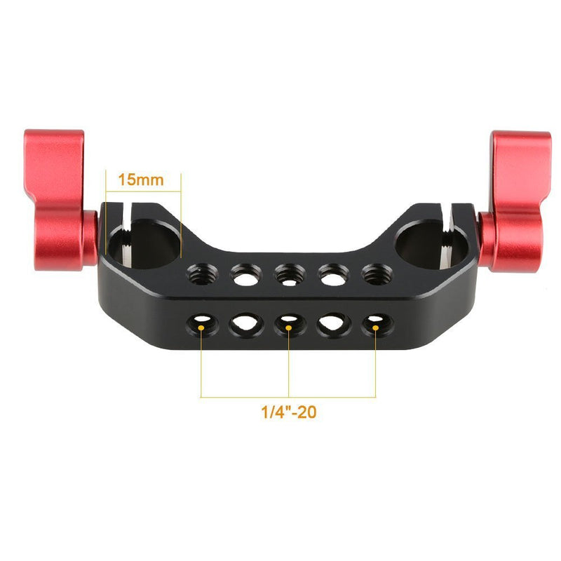 CAMVATE 15mm Rod Clamp with 1/4"-20 Thread for DLSR Camera Rig Cage Baseplate (Red)-2PCS