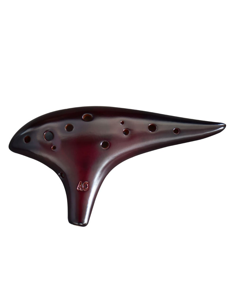 “Ocean Notes” 12 Hole Sweet Potato Ocarina Graceful Shape Pottery Ocarina in Alto C (Smoked Coffee) Smoked Coffee