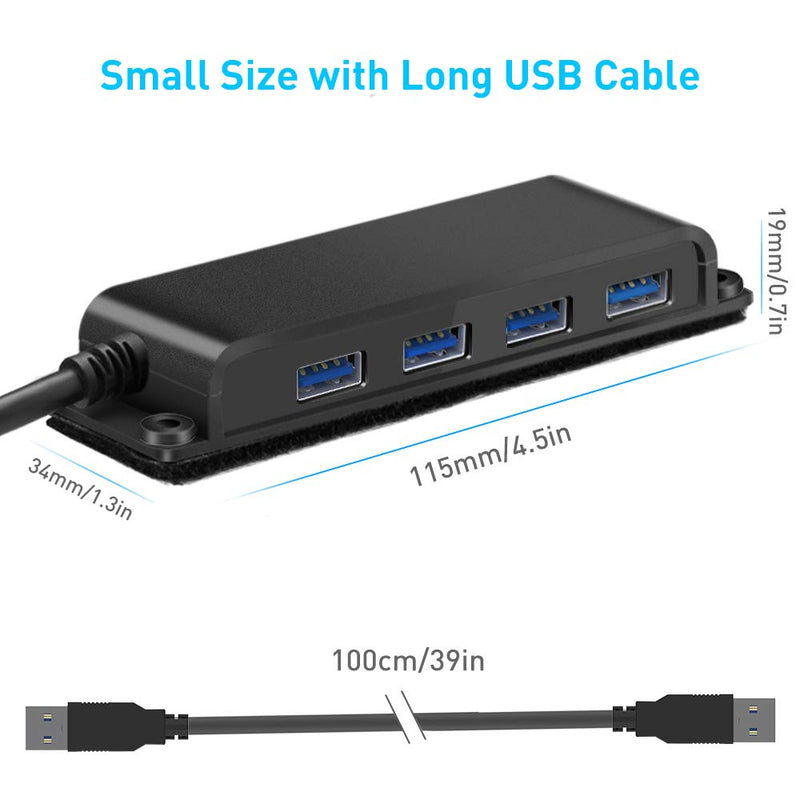 4-Port USB 3.0 Portable Desk USB Data Hub 3.0 with 100CM Cable for MacBook, Mac Pro/Mini, iMac, XPS, Surface Pro, Notebook PC, USB Flash Drives, Mobile HDD and More
