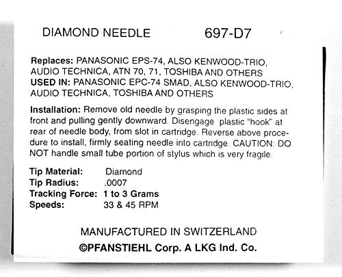 Durpower Phonograph Record Player Turntable Needle For Technics SL-B2, Technics SL-B5, Technics SL-D2, Technics SL-D303, Technics SL-H401