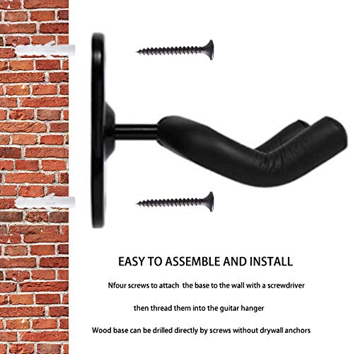 Guitar Wall Mount 2Pack,Guitar Hangers for Wall,Wall Guitar Mount Hooks Stand,Perfectly Display Musical Instruments for Retail Shop,Bedroom,Playroom,Bar,Rehearsal,2Sets Square & Black S MODEL HANGER