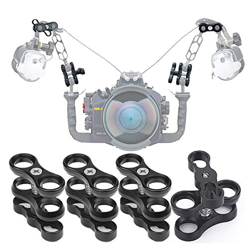 4 Pcs 1" Aluminum Ball Clamp Mount for Underwater Diving Light Arms Tray System, Photography Diving Camera Black 4pcs
