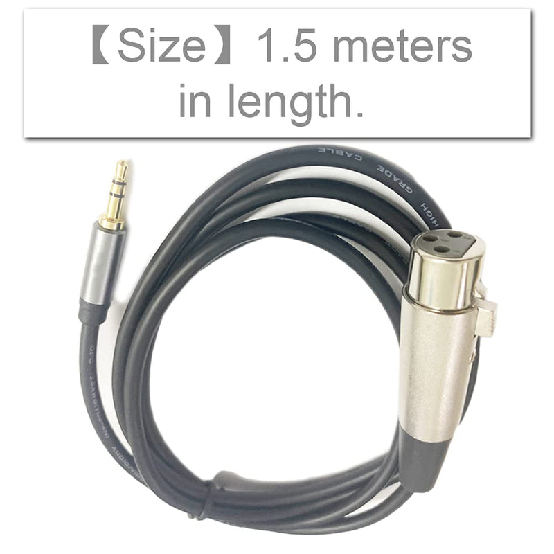"3-pin XLR Female to TRS 3.5mm Male Microphone Cable Audio Line Microphone Adapter for Studio Sound Consoles 1.5M"