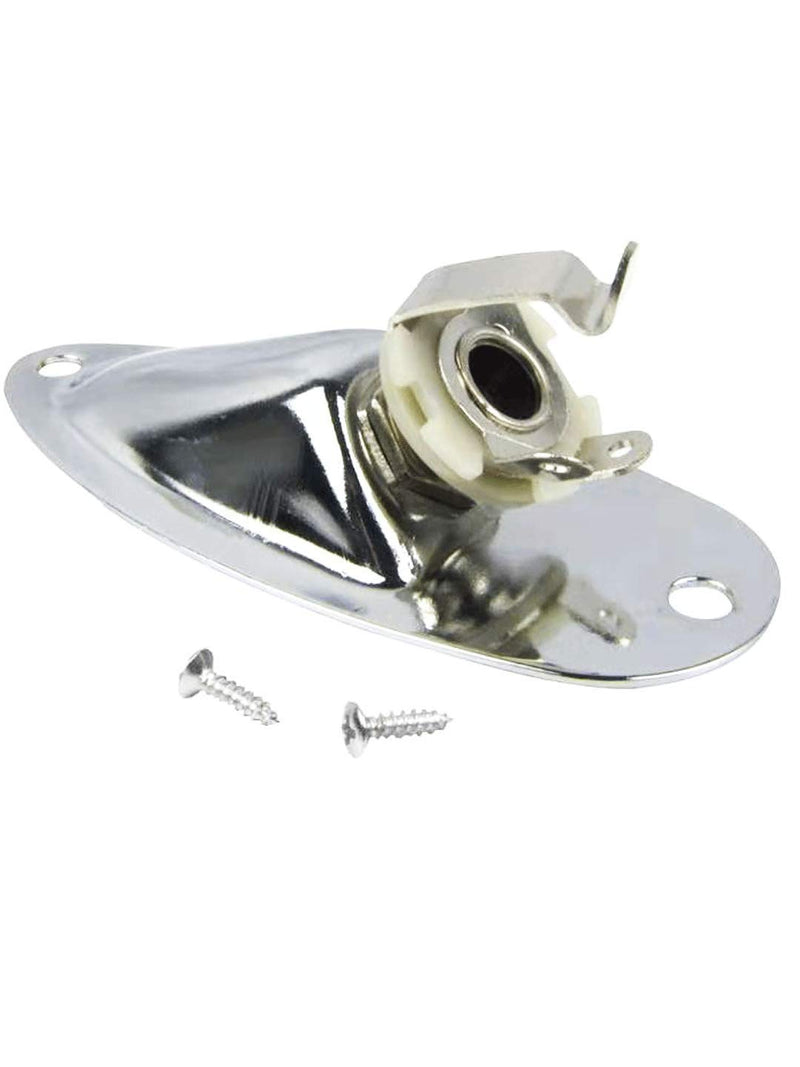 Boat Style 1/4" Loaded Guitar Output Jack Socket Plate Ferrule for Fender Strat Stratocaster Electric Guitar, Chrome(Pack of 2) 2102-CK-C