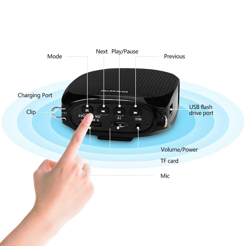 ZOWEETEK Voice Amplifier with UHF Wireless Microphone Headset,Portable Rechargeable Voice Amplifier with Microphones for Multiple Locations such as Classroom,Meetings,Promotions and Outdoors