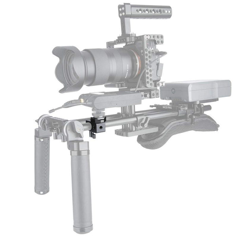 NICEYRIG 15mm Rod Clamp with Cold Shoe Mount Adapter for Camera DSLR Rig Flash Led Light Monitor Video and More