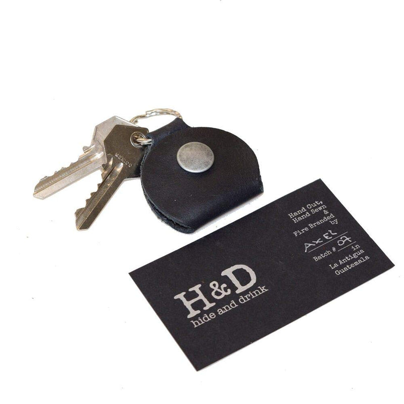 Rustic Guitar Pick Holder Leather Key Chain Handmade by Hide & Drink :: Charcoal Black
