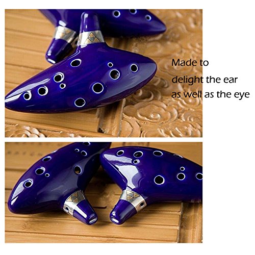 Aovoa Legend of Zelda Ocarina 12 Hole Alto C with Getting Started Guide Display Stand and Protective Bag BLUE NEW