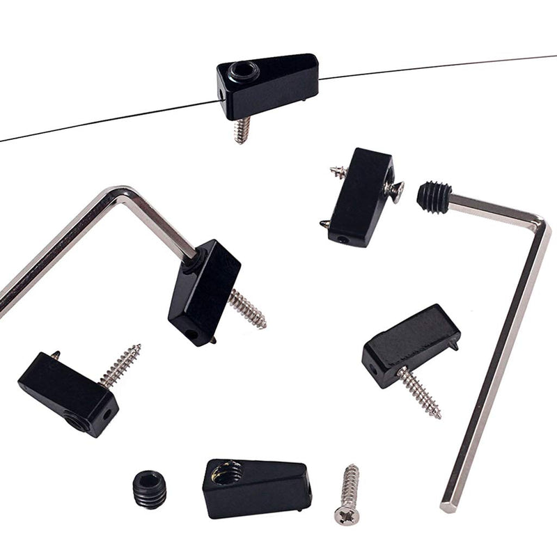Alnicov High Quality Guitar Parts Headless Electric Bass Guitar String Nut Set with 1 Wrench 6 Screw Black