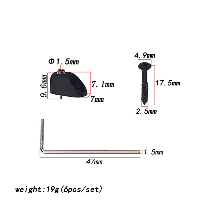 Alnicov High Quality Guitar Parts Headless Electric Bass Guitar String Nut Set with 1 Wrench 6 Screw - Black