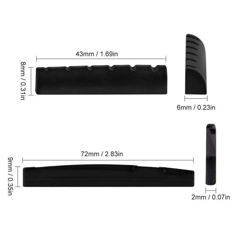 12pcs Acoustic Guitar Bridge Pins Pegs and 2 Set Saddle Nut with 1pc Bridge Pin Puller Remover, Ivory & Black-Jinlop Multi-function version