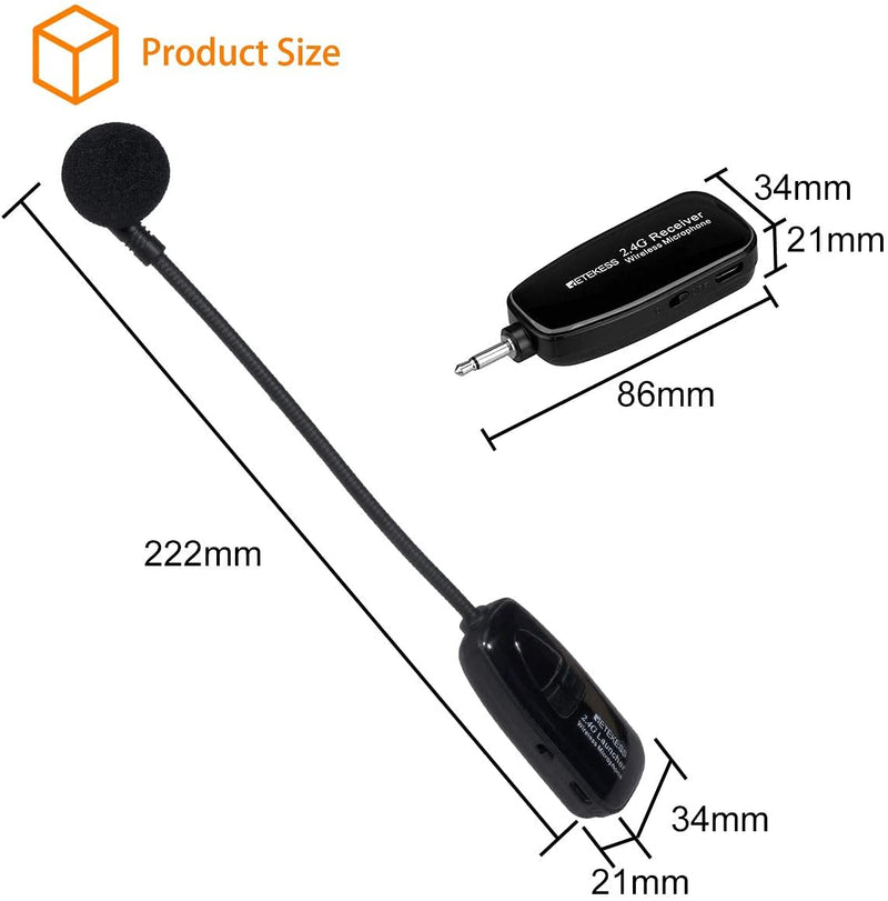 Retekess TT123 Wireless Headset Microphone System,Amplifier Microphone and Headset,2 in1,Rechargeable, 2.4G, Wireless Mic Headset, for Voice Amplifier, Teaching, Fitness Tutoring