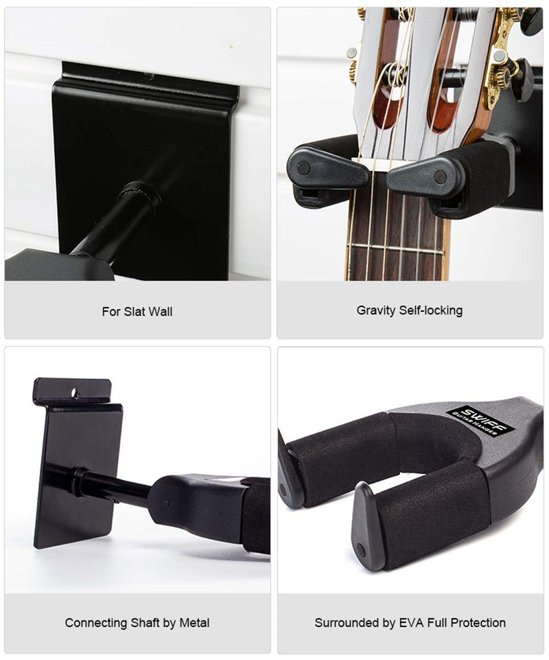 SWIFF Guitar Hanger Auto Lock Guitar Wall Hanger Wall Mount Hook Holder Stand for All String Instrument Like Electric Acoustic Guitar Bass, Banjo, Mandolin and More (Bend Base) Bend base