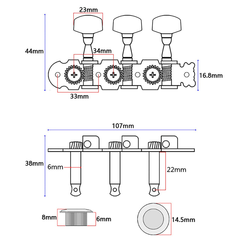 3R 3L Guitar Tuning Pegs Keys Machine Heads for Acoustic Folk Classical Guitar