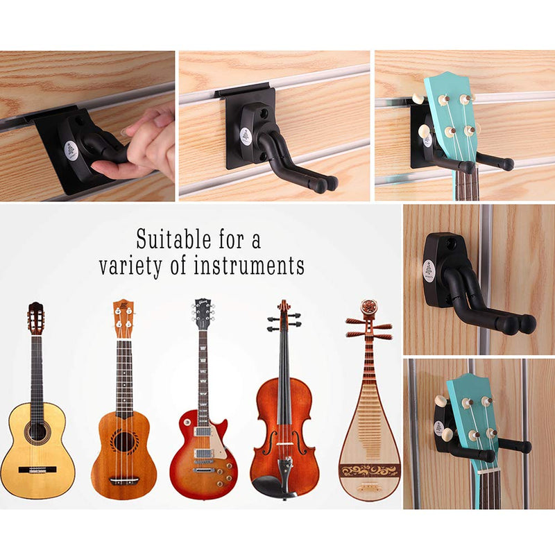 HONESTY Guitar Display Hanger, 2-Pack,for Slatwall and Wall Hangers, Premium Guitar Hooks Perfectly Displayed in Music Retail Stores/Bedrooms/Bars, Black short 2pack