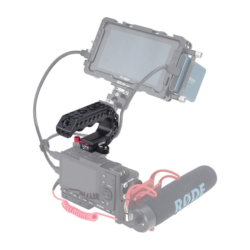 Nitze Mini Stinger Handle Universal Mini NATO Top Handle Grip for Camera Cage Built-in QR NATO Clamp - PA28M-AK