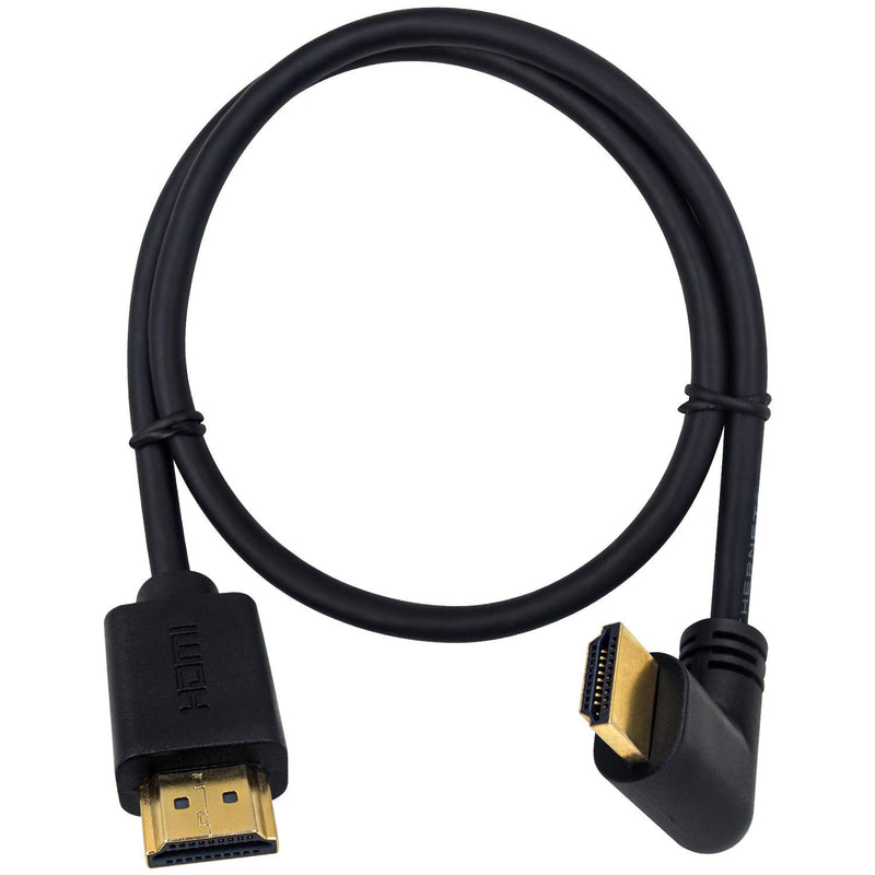 Poyiccot HDMI 2.0 Male to Male Cable 90 Degree, 2 Feet / 60cm Gold Plated High Speed HDMI Male to Male Left Angle Cable 60Hz, 4K 2K (M/M Left)