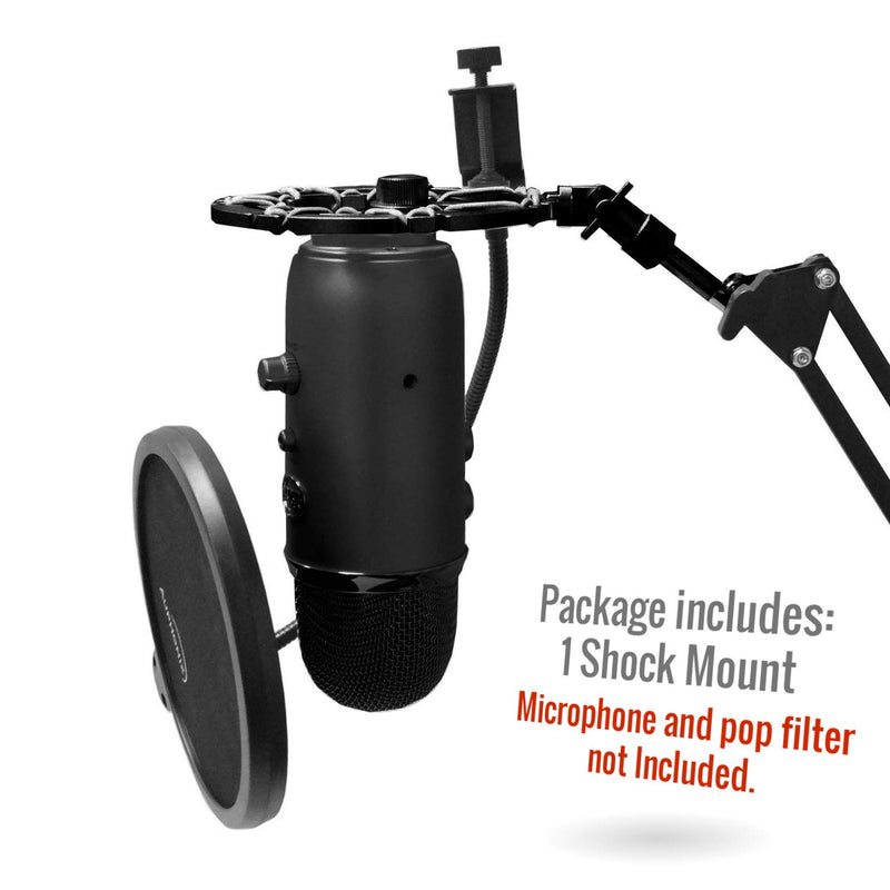 AUPHONIX PRO Microphone Shock Mount – Shockmount Compatible w/Blue Yeti, Yeti Pro, & Snowball Mic