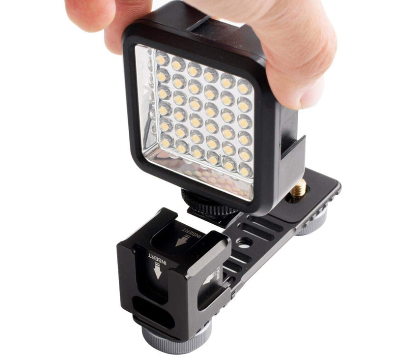 koolehaoda 4-Cold Shoe Mount Gimbal Extension Bracket, Universal Mic Stand and Light Mount Plate Adapter for 3Axis Gimbal with 1/4'' Threads for LED/Mic Mounting