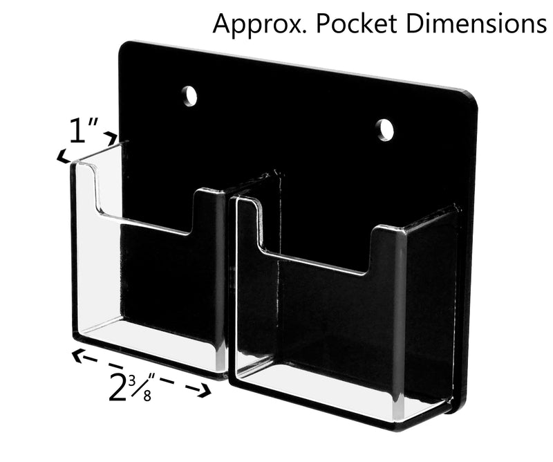Marketing Holders 2 Pocket Business Card Holder Wall Mount 2 Vertical Pockets Black Back and Clear Pocket Black Back Clear Pockets 2 Pocket Vertical