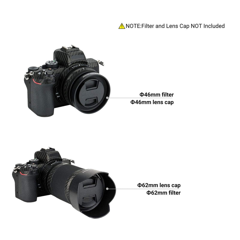 (1+1) Screw on + Bayonet Lens Hood Shade for Nikon Z50 Z fc Dual Lens Kit (Nikkor Z DX 16-50mm & 50-250mm) Replaces HN-40 and HB-90A Lens Hood