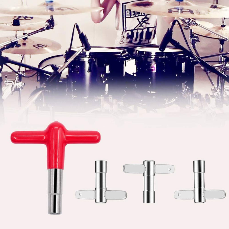 EASTROCK Drum Keys Pack of 4 with More Asvanced Material Rubber And Plastic Handles Drum Key,Durable Tool Drum Torque Tuning Key With Hole(Red) 1-3 Red