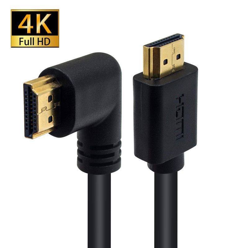 Poyiccot HDMI 2.0 Male to Male Cable 90 Degree, 2 Feet / 60cm Gold Plated High Speed HDMI Male to Male Left Angle Cable 60Hz, 4K 2K (M/M Left)