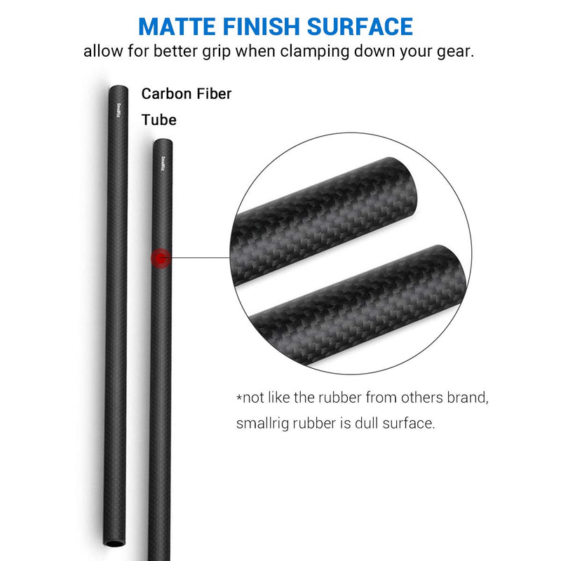 SMALLRIG 15mm Carbon Fiber Rod for 15mm Rod Support System (Non-Thread), 12 inches Long, Pack of 2 - 851 Carbon Fiber Rod - 12"