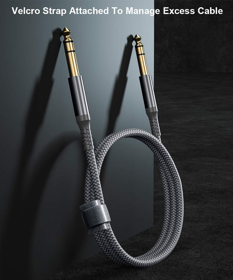 6.35mm TRS Instrument Cable (3M 2-Pack),Straight 1/4 Inch Male Jack Stereo Audio Interconnect Cord,6.35 Balanced Lead Line for Electric Guitar,Bass,Keyboard,Mixer,Amplifier,Amp,Speaker,Equalizer 3 3M Grey