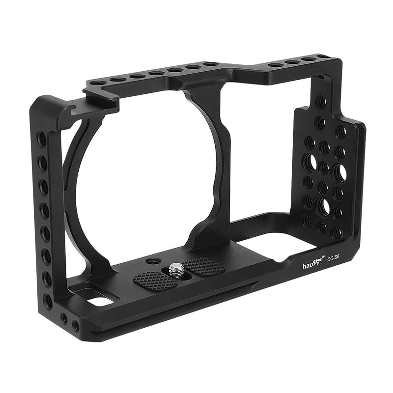 Haoge CC-S6 Camera Cage for Sony Alpha a6500 a6400 a6300 a6000 ILCE-6500 ILCE-6400 ILCE-6300 ILCE-6000 4K Digital Mirrorless Camera Built-in Cold Shoe, Arca Swiss Plate and NATO Rail