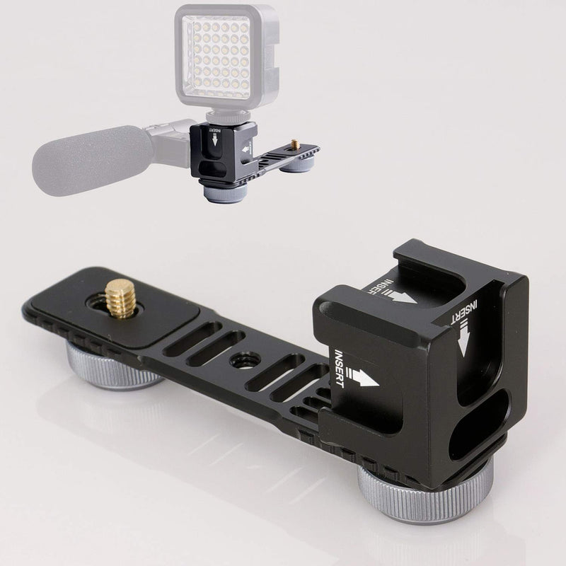 koolehaoda 4-Cold Shoe Mount Gimbal Extension Bracket, Universal Mic Stand and Light Mount Plate Adapter for 3Axis Gimbal with 1/4'' Threads for LED/Mic Mounting
