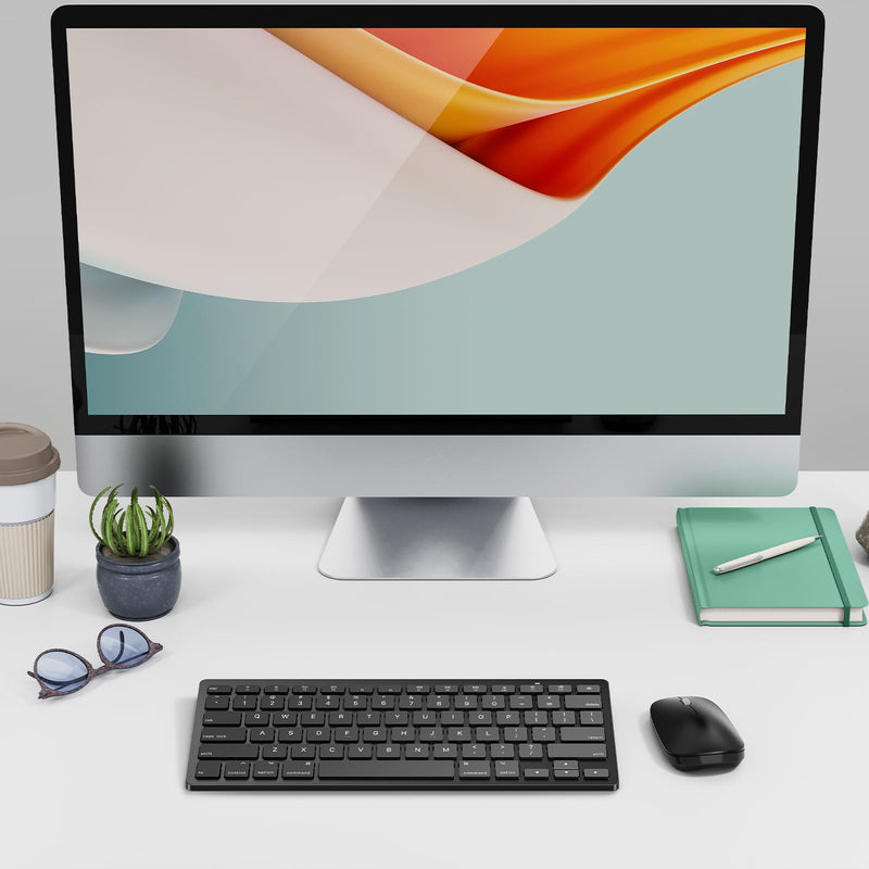 Bluetooth Keyboard and Mouse for Mac, OMOTON Ultra-Slim Mac Keyboard and Mouse Combo, Wireless Keyboard and Mouse for Mac, MacBook Pro/Air, iMac, Mac Mini, Laptop and PC (Black) Black