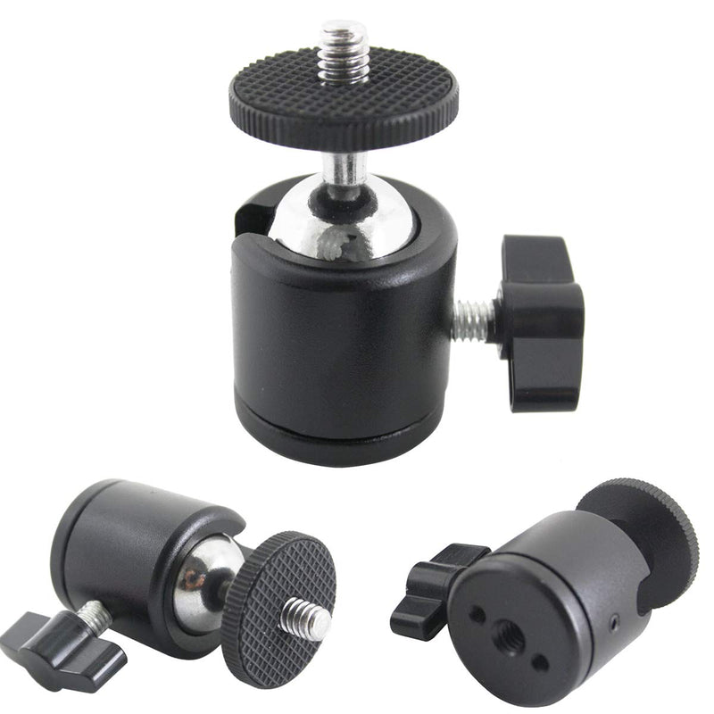 EXMAX 360 Degree Aluminum Alloy Body Rotating Swivel Mini Tripod Ball Head with 1/4" Screw Thread Base Mount for Lighter DSLR Camera Camcorder LED Light Bracket Hiking HTC Vive (Black) Black