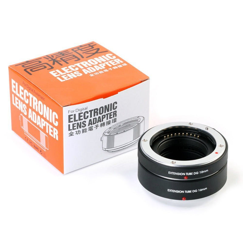 FocusFoto Pro Automatic Electronic Macro AF Auto Focus Extension Tube DG Set 10mm + 16mm for Olympus Panasonic Micro Four Thirds M4/3 Mount GH3 GH4 GH5 GX85 E-PL8 E-PL7 E-M5 E-M10 Mark II III Cameras