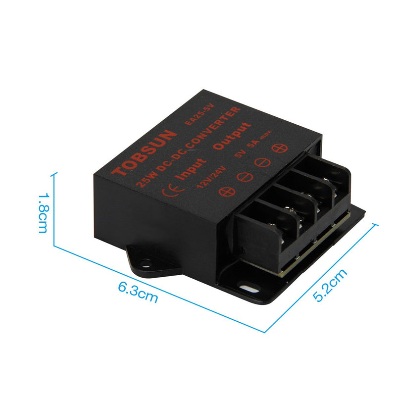 BINZET DC 12V 24V to 5V 5A Converter Step Down Regulator 25W 5V Regulated Power Supplies Transformer Converter 5V 5A 25W