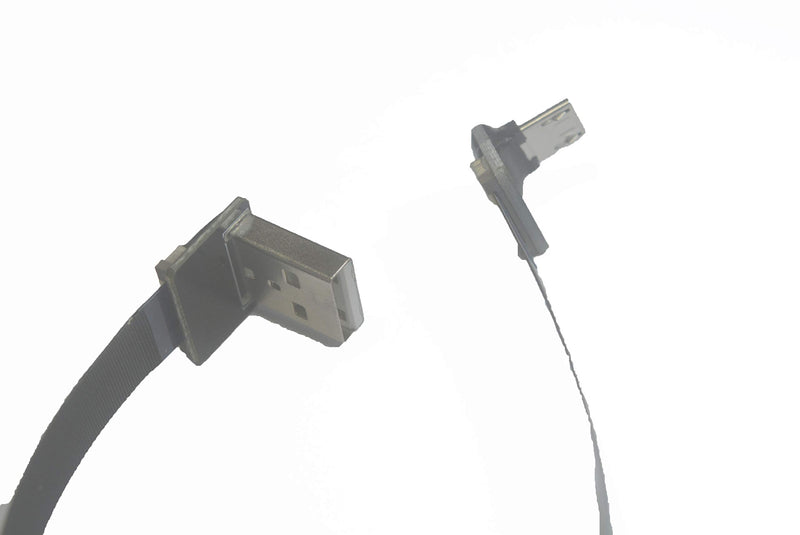 Short Flat Slim Thin Ribbon FPC Micro USB Male 90 Degree Angled up to Standard USB A Male Receptacle 90 Degree Angled for sync and Charging Black (5CM Micro USB up to Standard USB A UP) 5CM Micro USB up to Standard USB A UP