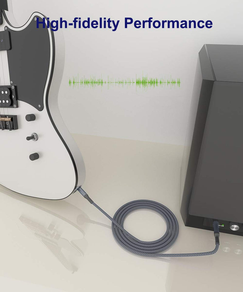 6.35mm TRS Instrument Cable (3M 2-Pack),Straight 1/4 Inch Male Jack Stereo Audio Interconnect Cord,6.35 Balanced Lead Line for Electric Guitar,Bass,Keyboard,Mixer,Amplifier,Amp,Speaker,Equalizer 3 3M Grey