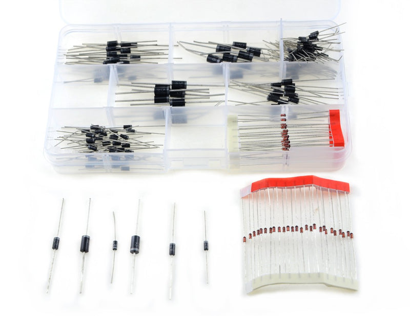XINGYHENG 200Pcs 8 Values Rectifier Diodes Assortment Kit 1N4148 1N4007 1N5819 1N5399 FR107 FR207 1N5408 1N5822