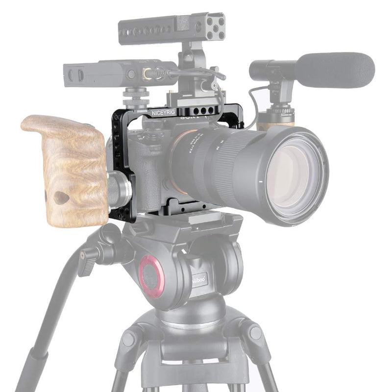 NICEYRIG Camera Cage for Sony A7III/ A7RIII/ A7RIV/ A7SIII/ A7SII/ A7RII/ A7II/ A9, with ARRI Rosette NATO Rail Cold Shoe - 172