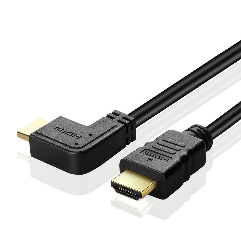 TNP Right Angle HDMI Cable (3FT) - High Speed HDMI 2.0 Cord UHD 4K 60hz 2K 2160p Full HD 1080p Quad HD 1440p 3D ARC/eARC Ethernet for Xbox One X/S PS4 Pro/Slim & Apple TV 4K, Nintendo Switch 3 Feet