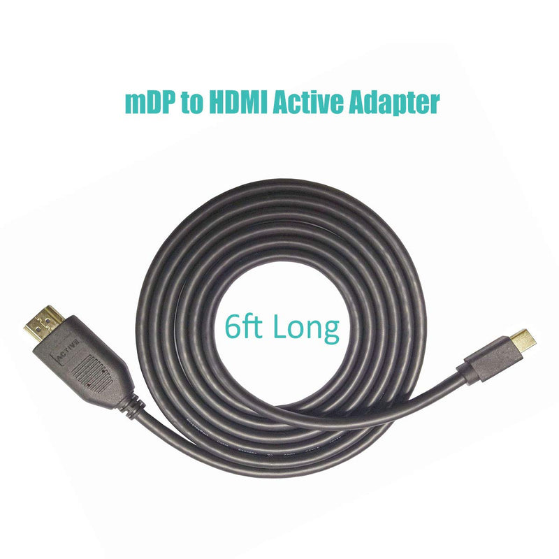 Active Mini DisplayPort to HDMI 2.0 Adapter Cable 6 Feet, Bocohm miniDP to HDMI Active Cable Supporting Eyefinity Technology & 4K @ 60Hz Resolution 6Ft