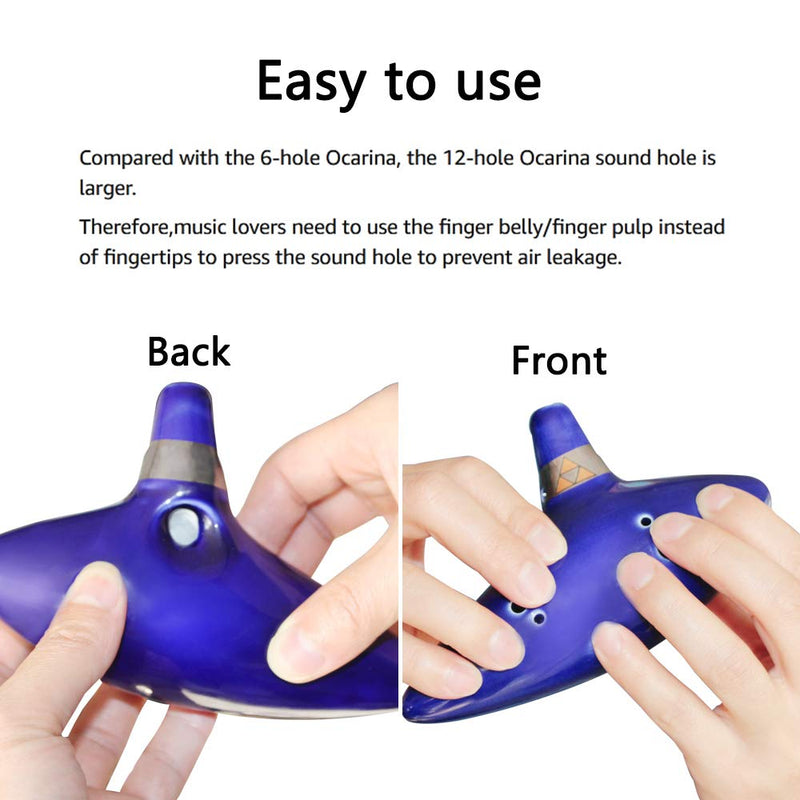 SENHAI Zelda Ocarina Instrument with Neck Strap Cord and Song Book (Songs From the Legend of Zelda), 12 Hole Alto C Zelda Ocarinas With Gift Box, Hand-shape Display Stand and Black Protective Bag
