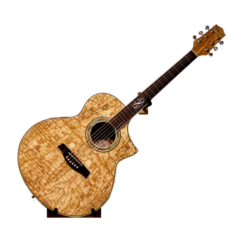 Angled Guitar Wall Hanger Display for Acoustic and Thick Body Guitars - Classic Oak
