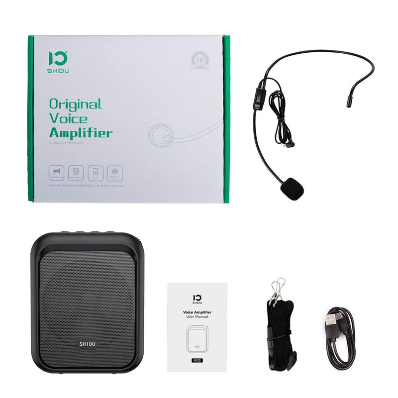 SHIDU Mini Voice Amplifier Portable Rechargeable Bluetooth Speaker with Wired Microphone Headset 10W 1800mAh PA system Supports MP3 Format Audio for Teacher, Taxi Driver, Coaches, Training, Tour Guide