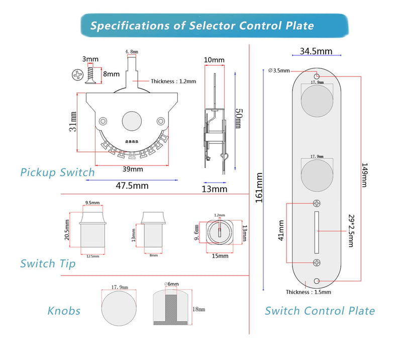 Saddle Bridge Plate Loaded Alnico V Pickups, 3-way Switch Control Plate with Tone Volume Knobs, Assembled Orange Drop Capacitor/Potentiometer for Fender Telecaster TL Electric Guitars, Chrome